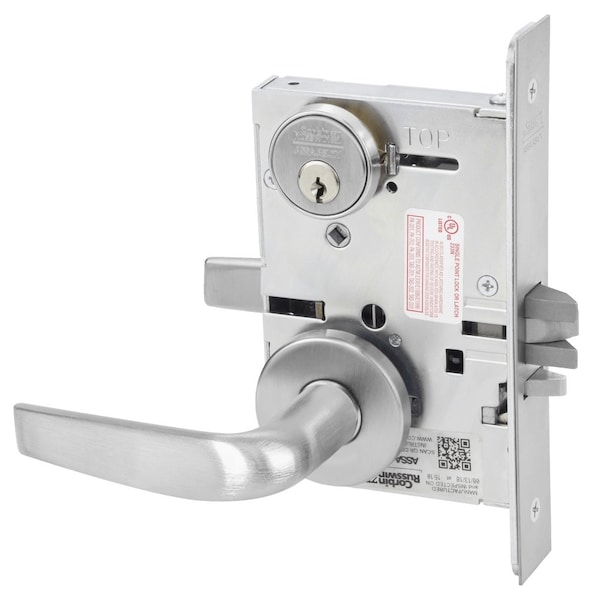Entrance or Office Mortise Lock, CS Lever, A Rose, Satin Chrome